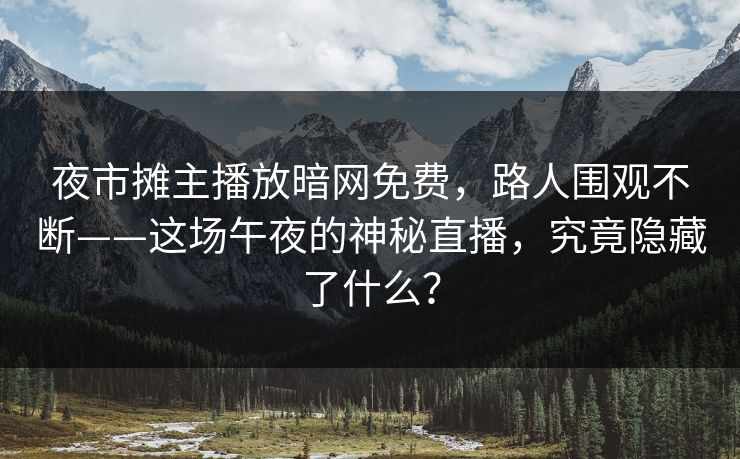 夜市摊主播放暗网免费，路人围观不断——这场午夜的神秘直播，究竟隐藏了什么？