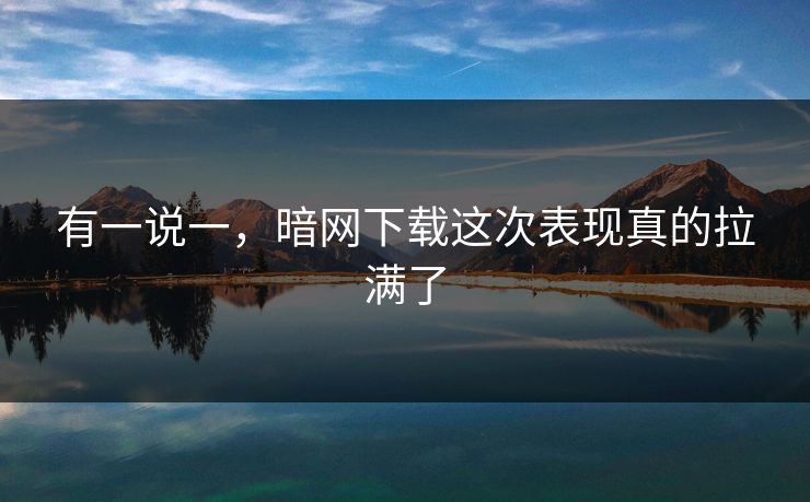 有一说一，暗网下载这次表现真的拉满了
