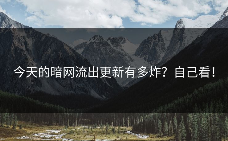 今天的暗网流出更新有多炸？自己看！