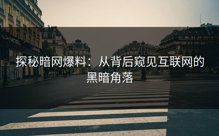 探秘暗网爆料：从背后窥见互联网的黑暗角落