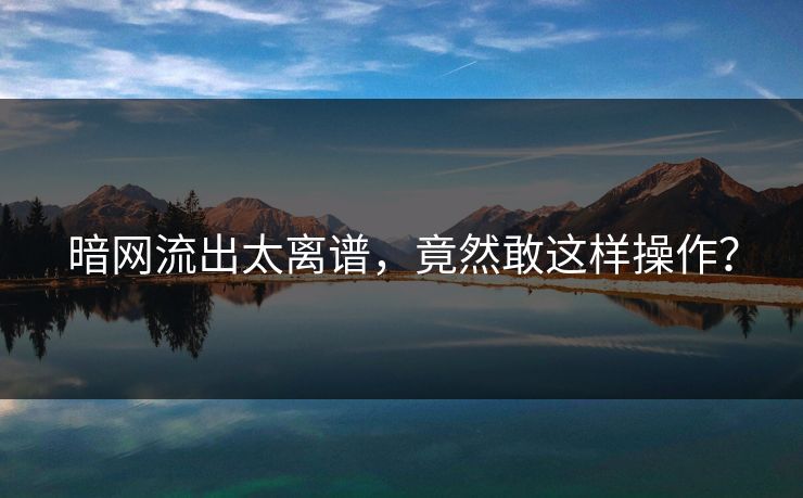暗网流出太离谱，竟然敢这样操作？
