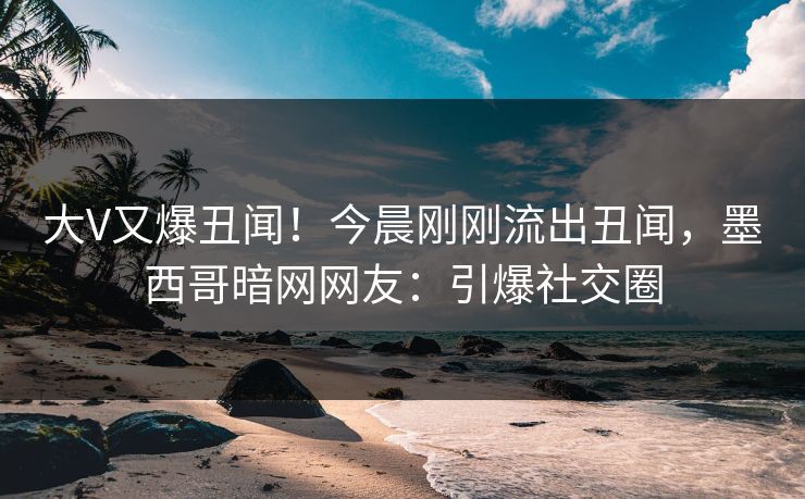 大V又爆丑闻！今晨刚刚流出丑闻，墨西哥暗网网友：引爆社交圈