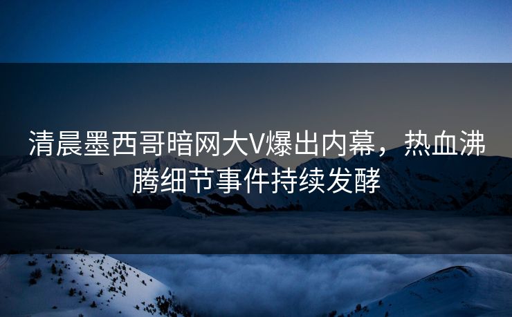 清晨墨西哥暗网大V爆出内幕，热血沸腾细节事件持续发酵