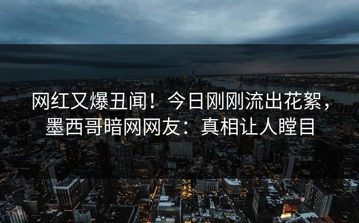 网红又爆丑闻！今日刚刚流出花絮，墨西哥暗网网友：真相让人瞠目
