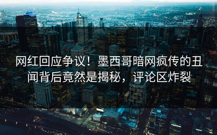 网红回应争议！墨西哥暗网疯传的丑闻背后竟然是揭秘，评论区炸裂