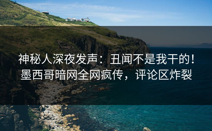 神秘人深夜发声：丑闻不是我干的！墨西哥暗网全网疯传，评论区炸裂