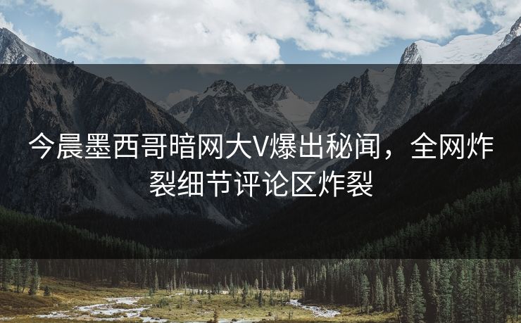今晨墨西哥暗网大V爆出秘闻，全网炸裂细节评论区炸裂