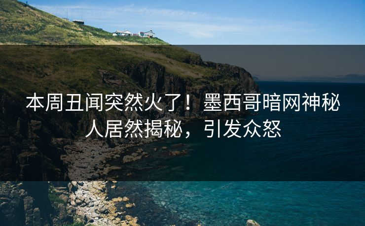 本周丑闻突然火了！墨西哥暗网神秘人居然揭秘，引发众怒