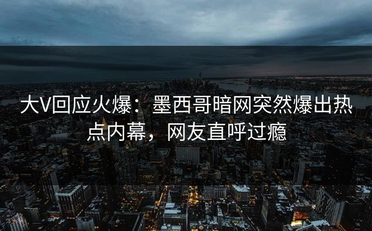 大V回应火爆：墨西哥暗网突然爆出热点内幕，网友直呼过瘾