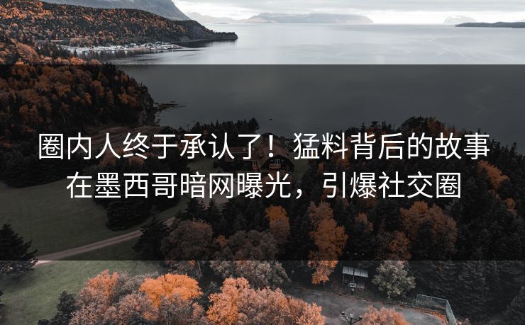 圈内人终于承认了！猛料背后的故事在墨西哥暗网曝光，引爆社交圈