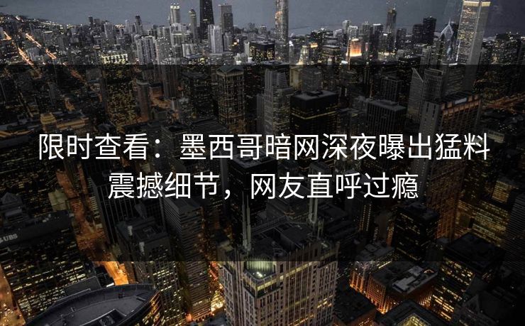 限时查看：墨西哥暗网深夜曝出猛料震撼细节，网友直呼过瘾