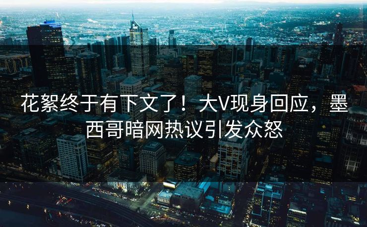花絮终于有下文了！大V现身回应，墨西哥暗网热议引发众怒