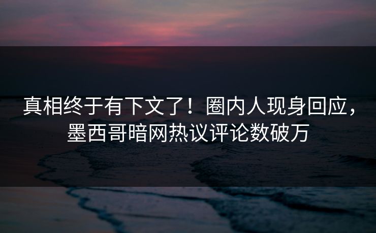 真相终于有下文了！圈内人现身回应，墨西哥暗网热议评论数破万