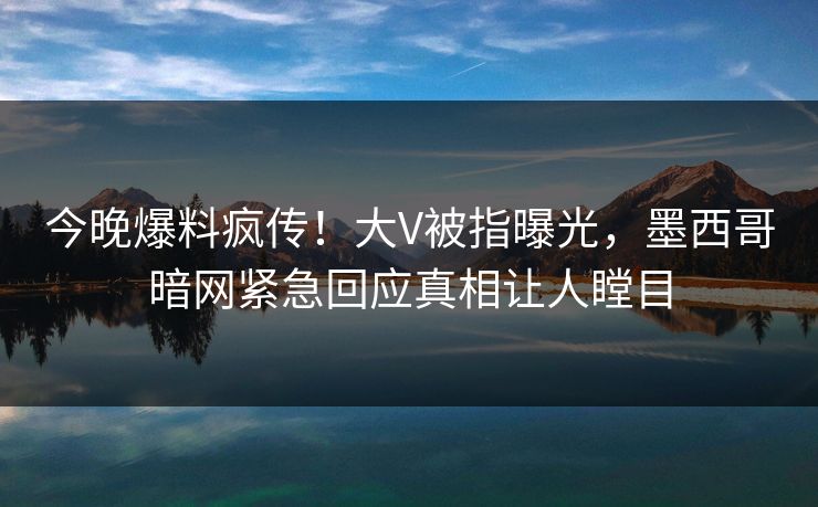 今晚爆料疯传！大V被指曝光，墨西哥暗网紧急回应真相让人瞠目