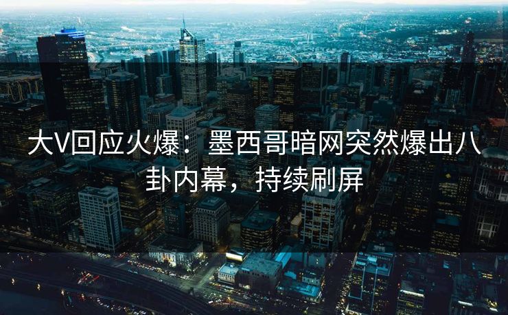 大V回应火爆：墨西哥暗网突然爆出八卦内幕，持续刷屏