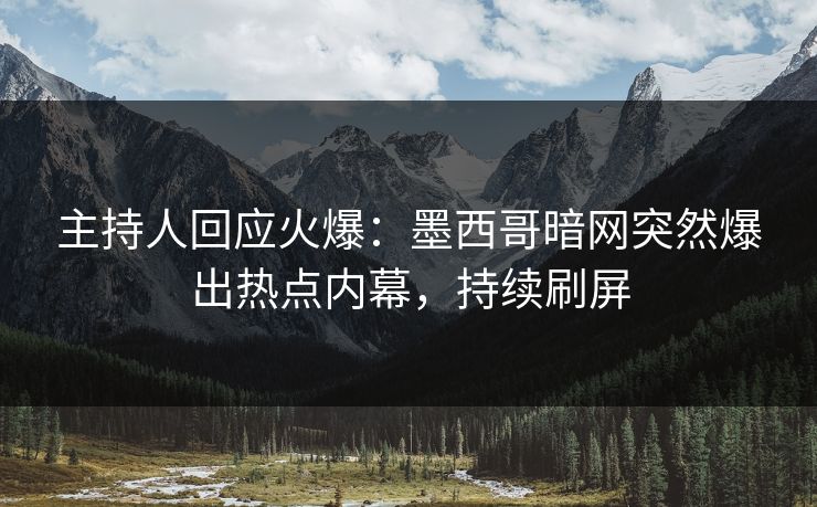 主持人回应火爆：墨西哥暗网突然爆出热点内幕，持续刷屏