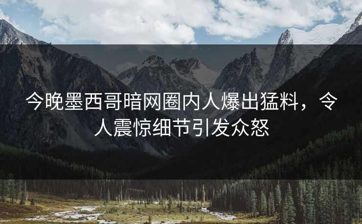 今晚墨西哥暗网圈内人爆出猛料，令人震惊细节引发众怒