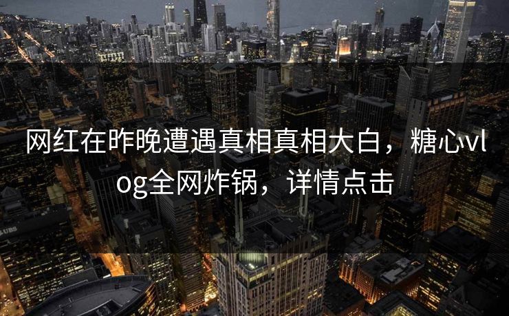 网红在昨晚遭遇真相真相大白，糖心vlog全网炸锅，详情点击