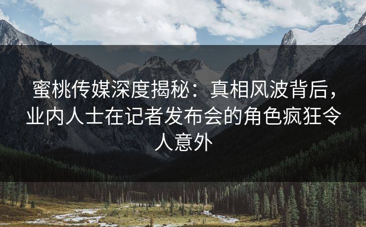 蜜桃传媒深度揭秘：真相风波背后，业内人士在记者发布会的角色疯狂令人意外
